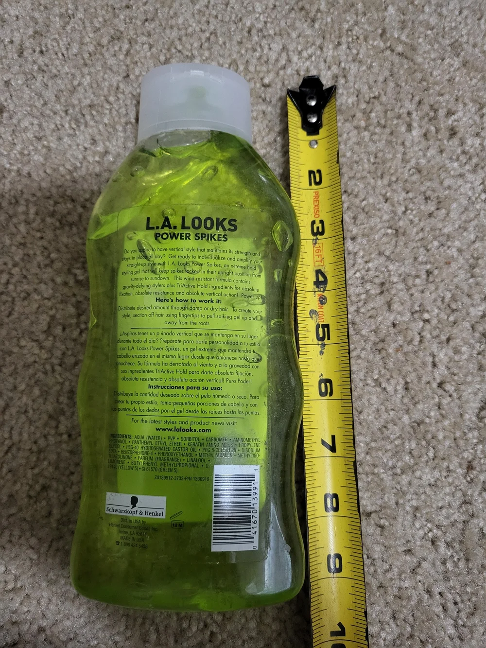 L.A. Looks Power Spikes Hold 12 Green Gel 20oz Discontinued